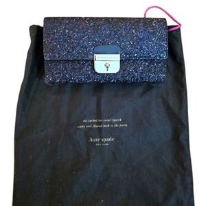 Kate Spade Briar Lane Black Multi Glitter Event Clutch Gold Chain Shoulder Bag